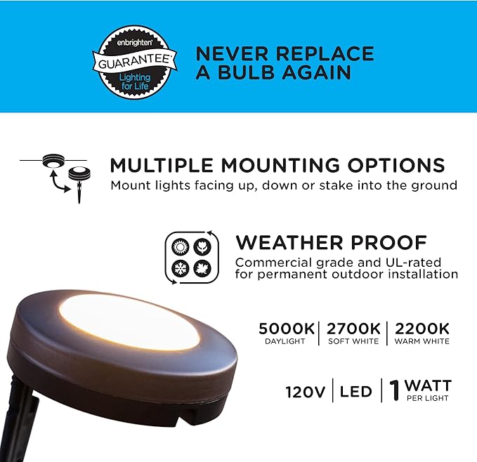 Enbrighten LED Ground Lights 6 Path Lights 40ft Color Changing Remote Control Outdoor Path Lighting Landscape Lighting for Yard Garden Patio Walkway 56067-S1