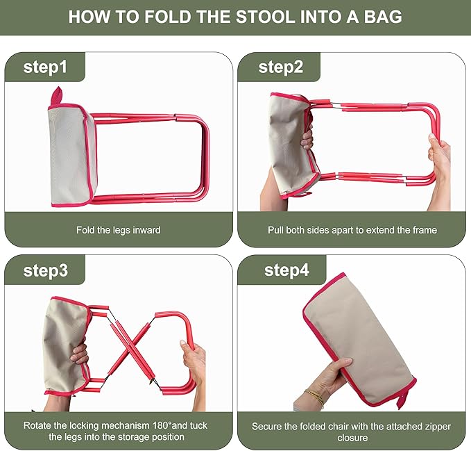 Portable Stool with Shoulder Strap-Pocket Chair for MountaineeringPicnicHiking and FishingHandbag Style Bi-Color Foldable Stool