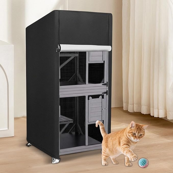 Outdoor Cover 600D Oxford Fabric Waterproof for Large Cat Shelters Weather Proof Rain Snow Proof Windproof Cover with Adjustable Drawstring and Double Zipper