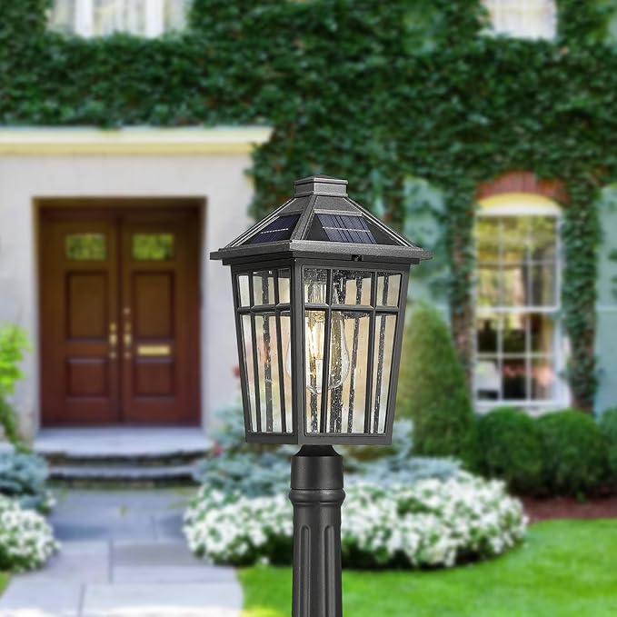 Darkaway 41inch Solar Post Lights Outdoor Light Fixture Dusk to Dawn Aluminum Lamp with Remote and Pole Mount Base Solar Lamp Fence Deck Post Lighting for Garden Patio Pathway