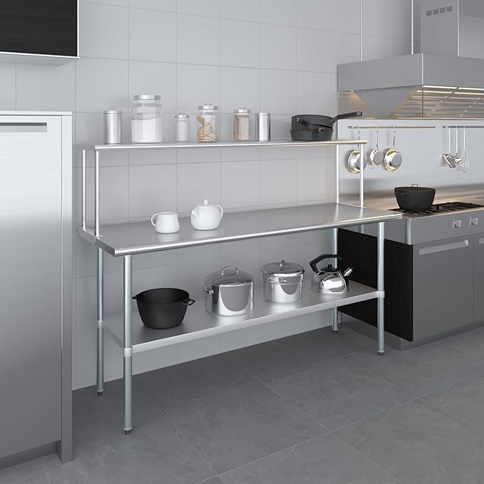 AmGood 12 Wide x 72 Long x 18 High. Stainless Steel Single Overshelf for 72 Long Prep Table