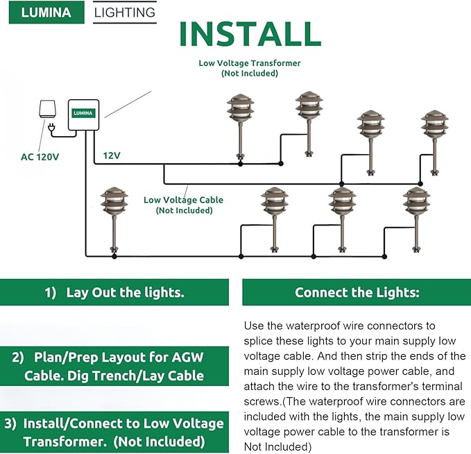 Lumina Lighting® Low Voltage Landscape Lighting Cast-Aluminum Pagoda Path and Area Light Warm White 4W G4 LED Bulb and ABS Ground Stake Included for Yard Walkway Lawn PAL0103-BZLED4 (Bronze 4-Pack)