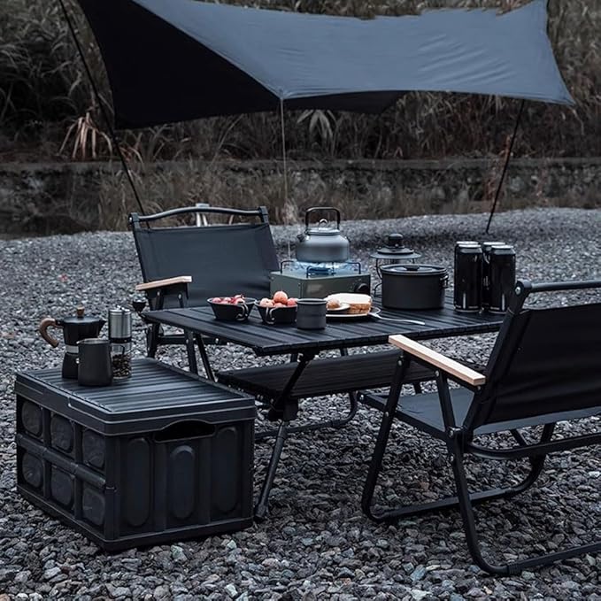 Adjustable Outdoor Camping Table Aluminum Double Lift Folding Table Stable and Lightweight Portable Picnic Table Suitable for Outdoor Camping Picnic Barbecue