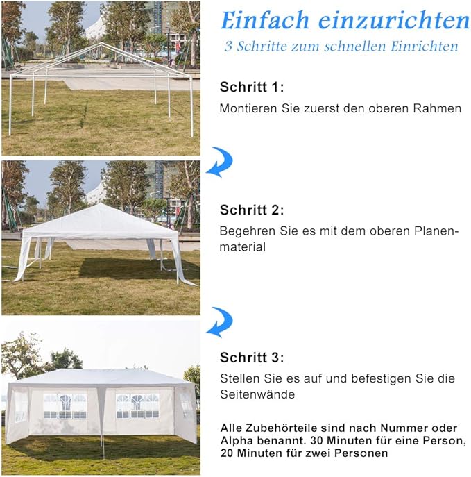10'X20' Outdoor Party Tent with 4 Removable Sidewalls Waterproof Canopy Patio Wedding Gazebo White