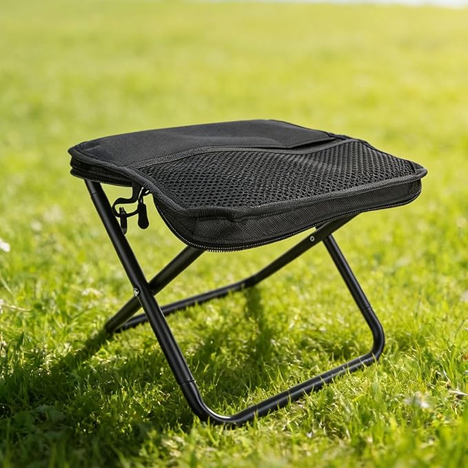 Brrnoo Portable Folding Stool Bag Stool with Shoulder Strap with Shoulder Strap Compact Lightweight Travel Camping Stool for Outdoor Enthusiasts Hiking Fishing Picnics Black Small Size