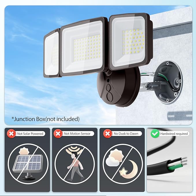 Onforu 130W Flood Lights Outdoor 13000LM Brightness LED Light Outside IP65 Waterproof LED Exterior Floodlight with 3 Adjustable Heads 6500K White Outdoor Security Light for Yard Garage Eave