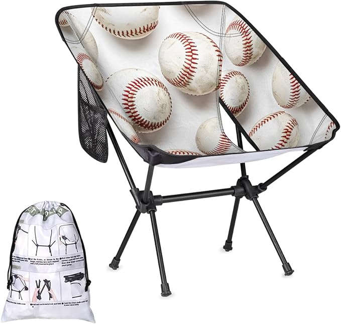 Honeybaby Folding Camping Chair Funny Baseball Sport Camping Chairs Lightweight Portable Chair Outdoor Foldable Chairs for Camping Travel Picnic Beach Hiking