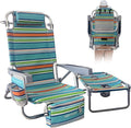 Backpack Beach Chair Aluminum with Folding Camping Table 5-Position Lay Flat Lounge Chair Outdoor for Adults with Insulated Cooler Bag and Cup Holder
