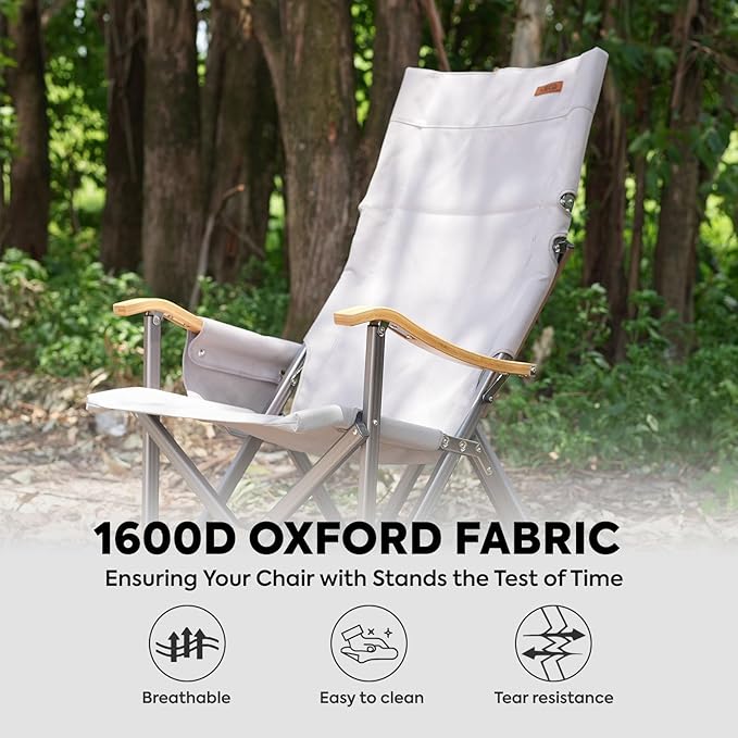 ICECO High Back Camping Chairs for Adults Heavy Duty Folding Chair for Outside Portable Outdoor Chairs with Storage Bag Hold Up 600 LBS Backpack Camping Chair 10 Years Warranty (Non-Adjustable)