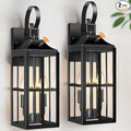 2 Pack 19 Large Outside Modern Wall Sconce Light Fixture Dusk to Dawn Industrial Porch Light Wall Mount with Glass Waterproof Farmhouse Exterior Lamp Lighting Bulbs Included