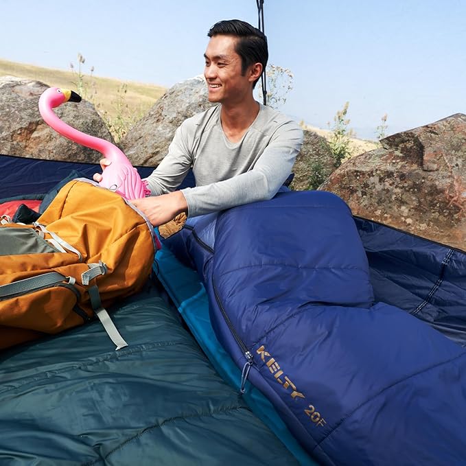 Kelty Cosmic Synthetic Fill 20 Degree Backpacking Sleeping Bag – Compression Straps Stuff Sack Included