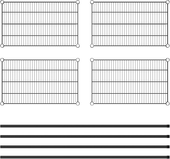 Commercial NSF Listed Black Epoxy Stationary Wire Shelving Kit 18 x 30 x 64 with 4 Shelves Perfect for Warehouse Walk-in Refrigerator Freezer Grocery Store Restaurant Dishroom