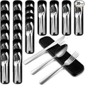 Lothee 20 Pack Travel Utensils with Case Stainless Steel Portable Camping Cutlery Set Bulk Forks Knives Spoons Silverware Set for Work Picnic Travel and Lunchboxes Dishwasher Safe Black