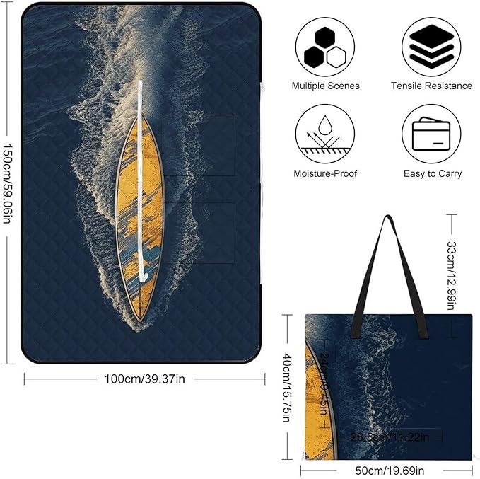 Zipper Surfboard Style Picnic Mat Suitable for Travel Camping Park Or Home Use