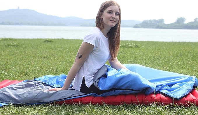REDCAMP Ultra Lightweight Sleeping Bag for Backpacking Hiking Comfort for Adults Warm Weather with Compression Sack