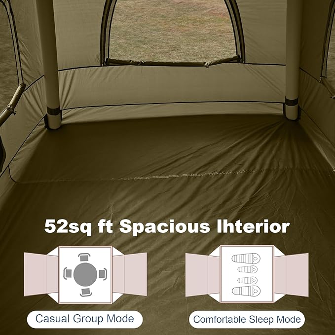 Inflatable Tents for Camping2/4 Person Easy Setup Blow Up Tents for 4 Seasons Waterproof InflatableTent for Camping Air Glamping Tents for Camping Adult