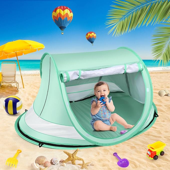 Baby Beach TentLarge Pop Up Beach Tent Sun Shade for BeachPortable Baby Travel Tent with Mosquito NetIndoor Baby Play TentUPF 50+ UV Protection Sun Shelters for Infants