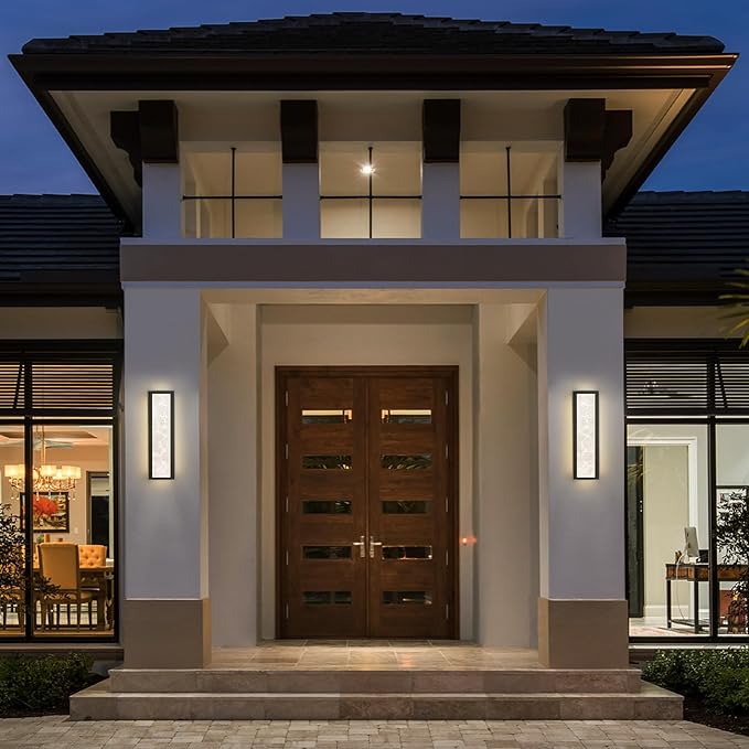 Outdoor Wall LightLED 26W Modern Exterior Lighting Fixture with Resin Shade24.8in Rectangle Waterproof Porch Sconce IP65 for GarageFront DoorPatio
