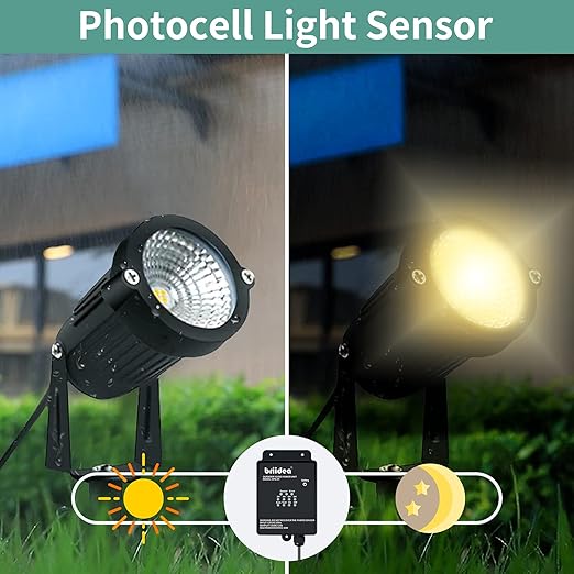 Outdoor Low Voltage Transformer Briidea 60W 120V AC to 12V DC Landscape Light Transformer with Countdown Timer and Photocell Light Sensor for Spotlight Pathway Light