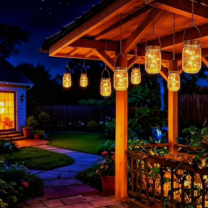 Cooo 12 Pack Gifts for Him Her Solar Lanterns Outdoor Waterproof Upgraded Crystal Glass Solar Mason Jar Lights 30 LED 215% Larger SolarPanel（Just a Little MoreGet Double The Delight-Warm White）