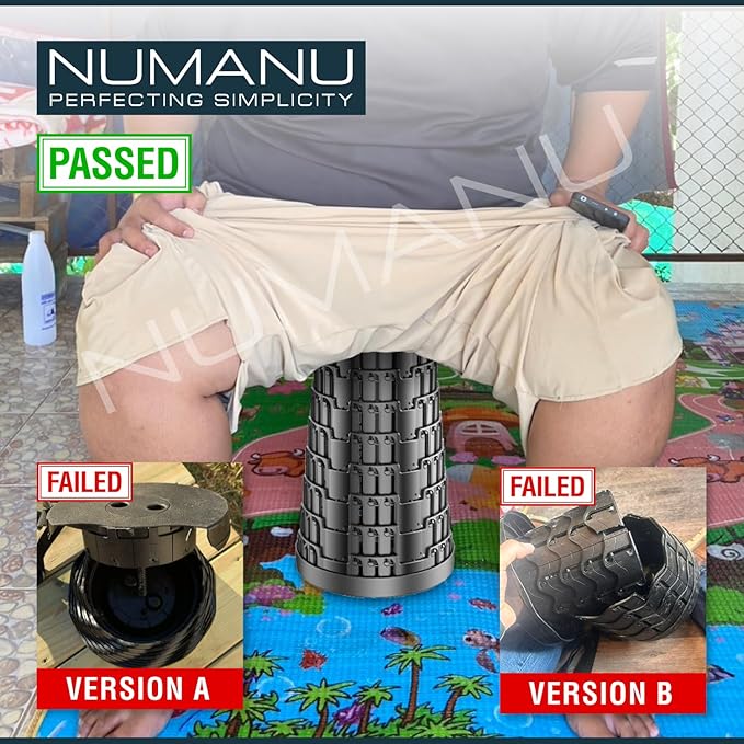 NUMANU 2026 Upgraded Collapsible Stool &amp 3IN1 Cushioned Carry Bag 2.5-18 Height Adjustable Max 620lbs Portable Retractable Telescoping Seat Foldable Camping Stool or Footrest for Adults (Roun