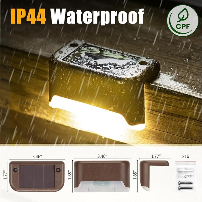 SOLPEX Solar Deck Lights Outdoor Waterproof Led Lights for Outdoor Stairs Step Fence Yard Patio and Pathway(24 Pack Warm White)