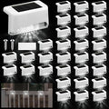 Geelin 32 Pcs Solar Deck Lights Outdoor Waterproof LED Solar Step Fence Lights for Stairs Step Railing Patio Driveway Garden Pathway and Yard(White Shell Cool White Light)