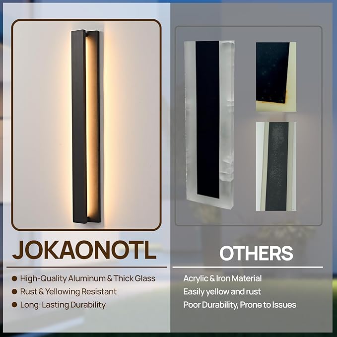 31.5 in Modern Outdoor Wall Light Fixtures 3000K LED Exterior Lighting Fixtures Long Black Outside Porch Light for House Garage Patio Door2 Pack