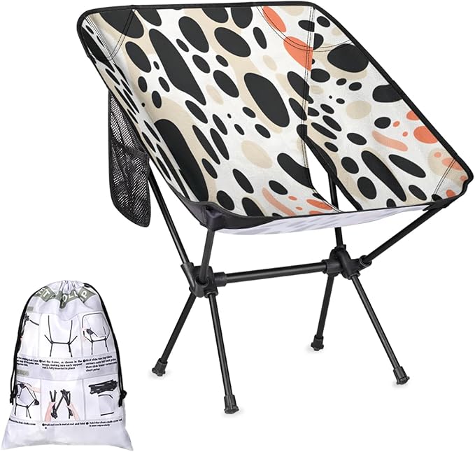 Honeybaby Folding Camping Chair Watercolor Cow Print Camping Chairs Lightweight Portable Chair Outdoor Foldable Chairs for Camping Travel Picnic Beach Hiking