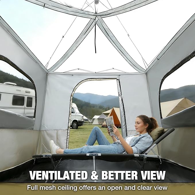 REDCAMP Canopy Camping Tent for Pop Up Canopy Tent Inner Tent Converts Straight Leg 10'x10' or 10'x20' Canopy into Camping Tent Fits 4-6 Person(Frame/Shelter NOT Included)