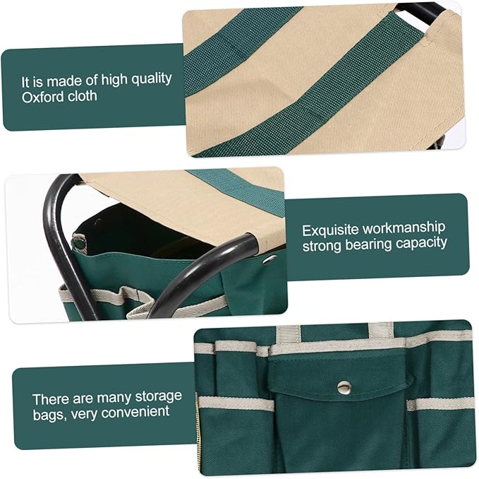 SUPVOX Portable Folding Stool with Tool Bag Lightweight Garden Chair for Hiking Fishing Travel Practical and Comfortable Design