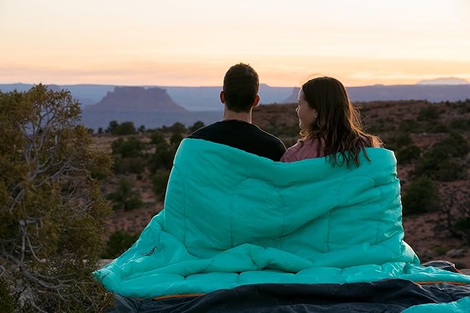 Teton Mammoth Queen Size Double Sleeping Bag- A Warm Bag The Whole Family can Enjoy – Great for Camping Hunting and Base Camp. Compression Sack Included 40F Teal