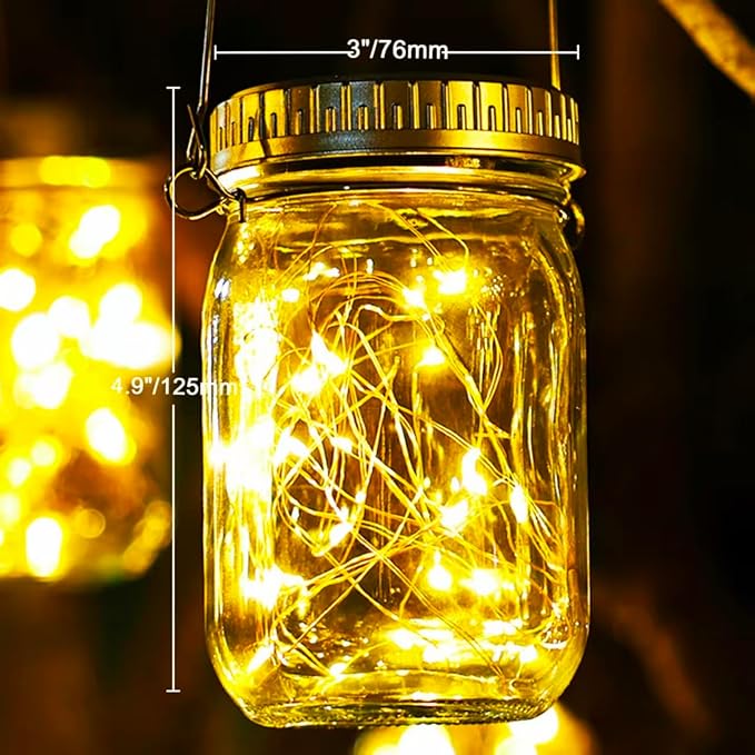 Cooo 12 Pack Gifts for Him Her Solar Lanterns Outdoor Waterproof Upgraded Crystal Glass Solar Mason Jar Lights 30 LED 215% Larger SolarPanel（Just a Little MoreGet Double The Delight-Warm White）