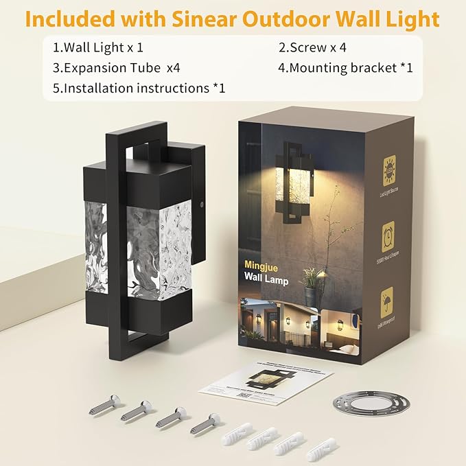 5000LM LED Outdoor Wall Light 3000K Porch Lights Outdoor with IP66 Waterproof for Outdoor Decor Matte Black Outside Wall Mount Lights for House Front Door Porch Garage Patio (1 Pack)