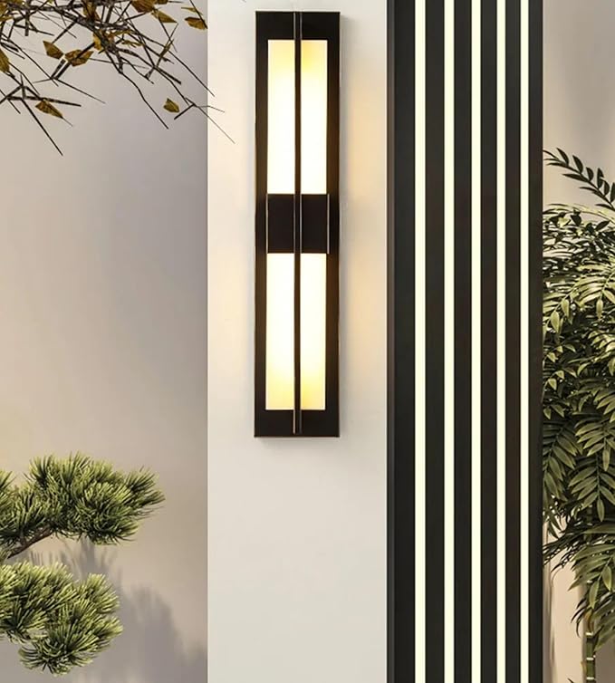 Outdoor Wall Light Fixtures Exterior Waterproof Lanterns Porch Sconces Wall Mounted Lighting with Modern Frosted Glass Black Aluminum Wall Lamps for Patio Front Door Entryway (MODERN_BLACK 18inch)