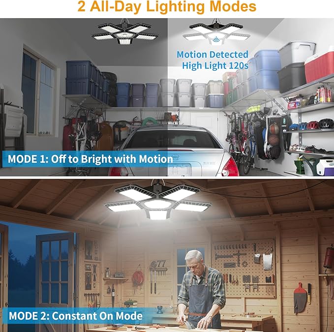 Solar Shed Light Indoor Outdoor Upgrade Large 267LED Solar Powered Motion Sensor Pendant Light Works Day &amp Night Solar Indoor Light with 2 Lighting Modes + Timer &amp Remote for Shed Gazebo Gar
