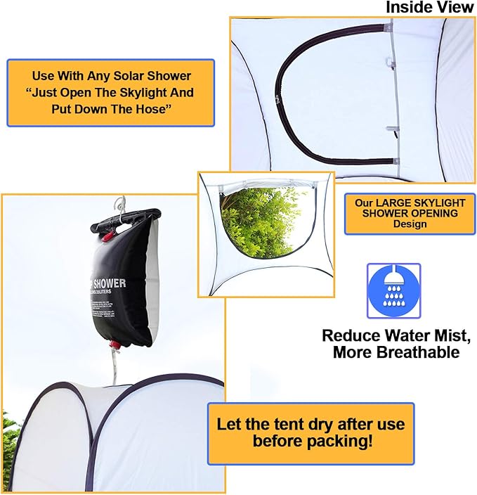 Leader Accessories Pop Up Shower Tent Dressing Changing Room Privacy Portable Camping Shelters 4' x 4' x 78 H Extra-Large Space