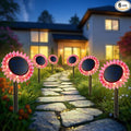 Outdoor Solar Lights 6 Pack Led Solar Sunflower Lights Stake/Wall 2-in-1 Waterproof Solar Garden Lights for Yard Landscape Fence Patio Driveway Pathway Backyard Decoration (Warm White)