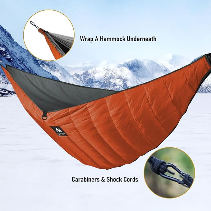 AYAMAYA Single &amp Double Hammock Underquilt Full Length Big Size Under Quilts for Hammocks Camping Backpacking Essential Winter Cold Weather Warm UQ Blanket Bottom Insulation