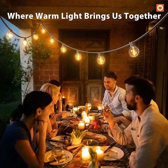 addlon Outdoor String Lights 50FT G40 with Remote 27 LED Shatterproof Bulbs Dimmable Patio Globe Lights Waterproof Hanging Outside Lighting for Backyard Garden Deck Balcony Porch Café Decor