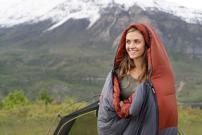 Klymit KSB Lightweight Mummy Sleeping Bag 20°F Cold Weather Sleeping Bag for Camping Hiking and Backpacking Gray Large
