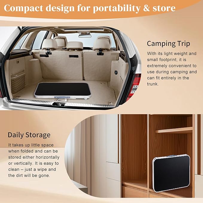 Portable Camping Table with Carrying HandleOutdoor Folding TableFolding Dining Tablefor Camping and Party (Black 2.3ft)