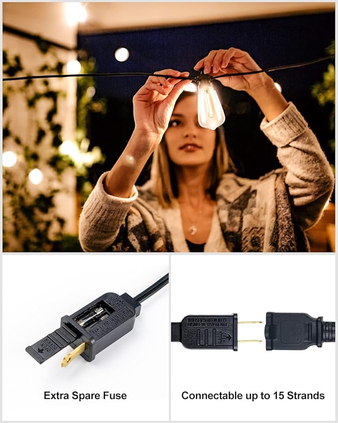 Lightdot 450FT Outdoor String Lights LED Bistro String Lights with Shatterproof ST38 Bulbs 2200K Dimmable Waterproof Hanging Lights for Porch Party Garden Backyard Balcony
