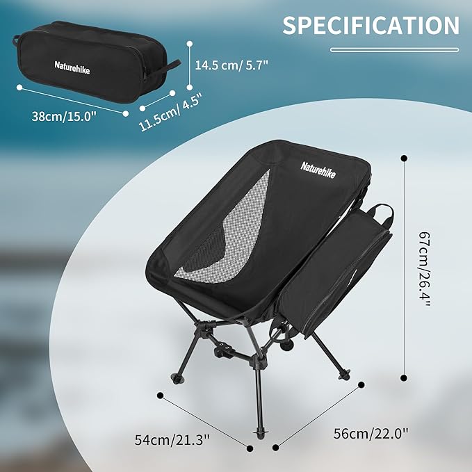 Naturehike Ultralight Camping Chair Portable Backpacking Chair with Storage Bag Lightweight Compact Collapsible Camp Chair