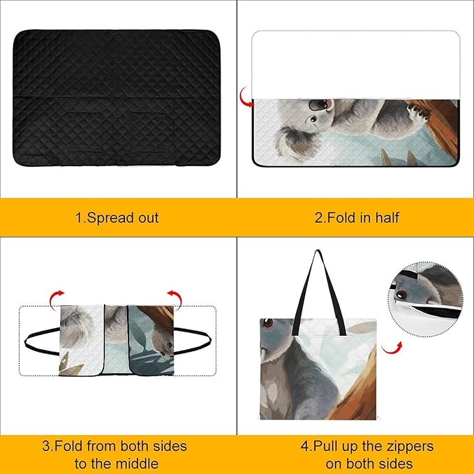 Zipper Koala and Butterfly Style Picnic Mat Suitable for Travel Camping Park Or Home Use