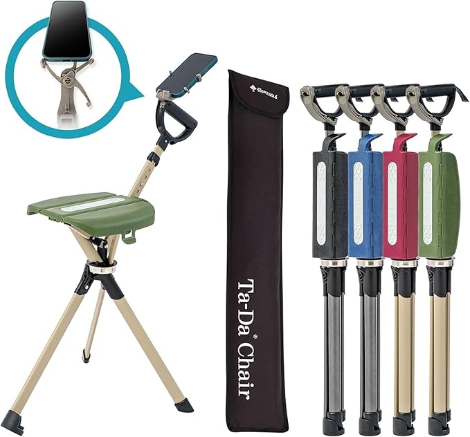STEP2GOLD Ta-Da Chair Series 2 PRO Portable Trekking Hiking Pole Folding Walking Stick with Seat Walking Cane with Chair Foldable Chair Lightweight Aluminum Easy Carry and Storage Anti-Slip