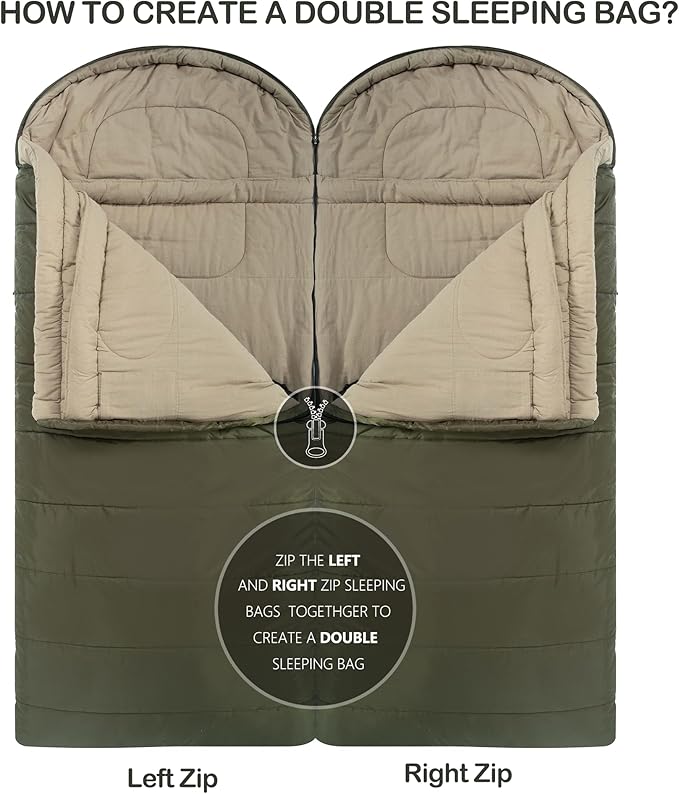 Cold Weather Sleeping Bag 100% Cotton Flannel XXL for Adults Big and TallFree Compression Sack