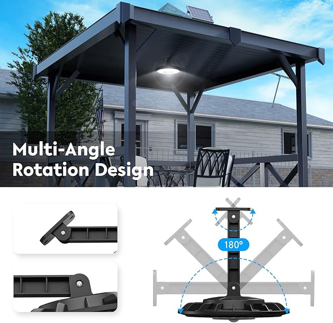 Solar Light Indoor Outdoor 3000LM Solar Shed Light Rotation Design Waterproof 5 Modes (2 for All Day Lighting) Motion Sensor Dimmable Remote for Barn Patio Chicken Coop Gazebo Garage