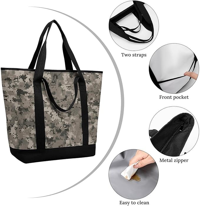 Insulated Shopping BagLarge Reusable Cooler Bags Army Digital Camouflage Printed Foldable Shopping BagTravel Waterproof Shoulder Bag