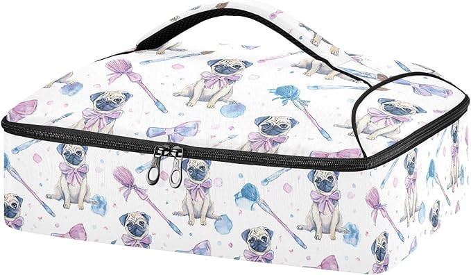 Casserole Carrier Cartoon Dog PatternInsulated Casserole Carrier for Hot or Cold Food Thermal Lunch Tote for Potluck Parties Picnic Beach Fits 9 x 13 Inches Baking Dish